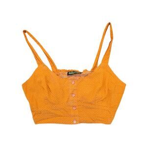 Side CCA Orange White Polka Dot Button Up Y2k Summer Crop Tank Top Size Small